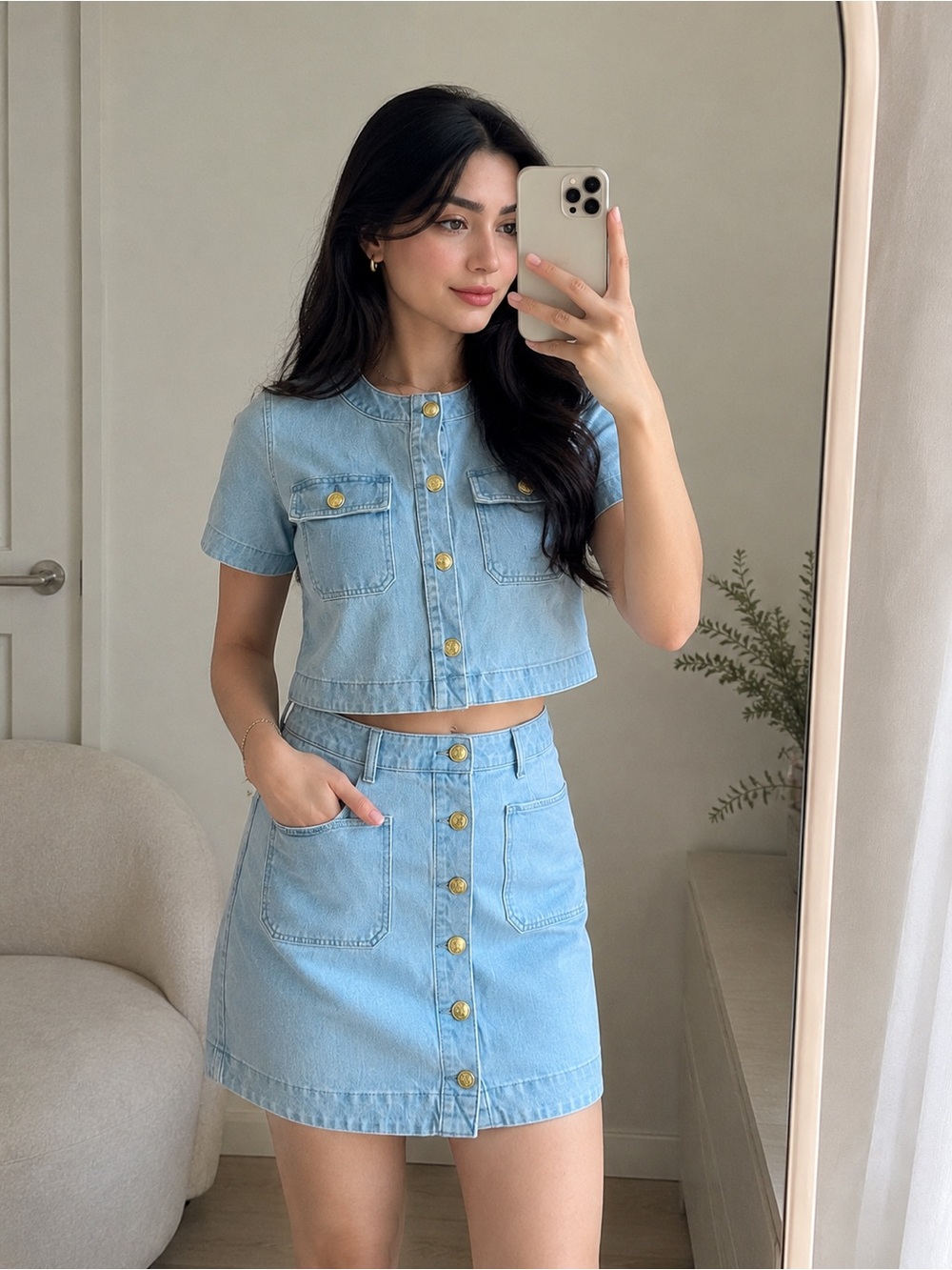 FREE ASSEMBLY Denim Two-Piece Set